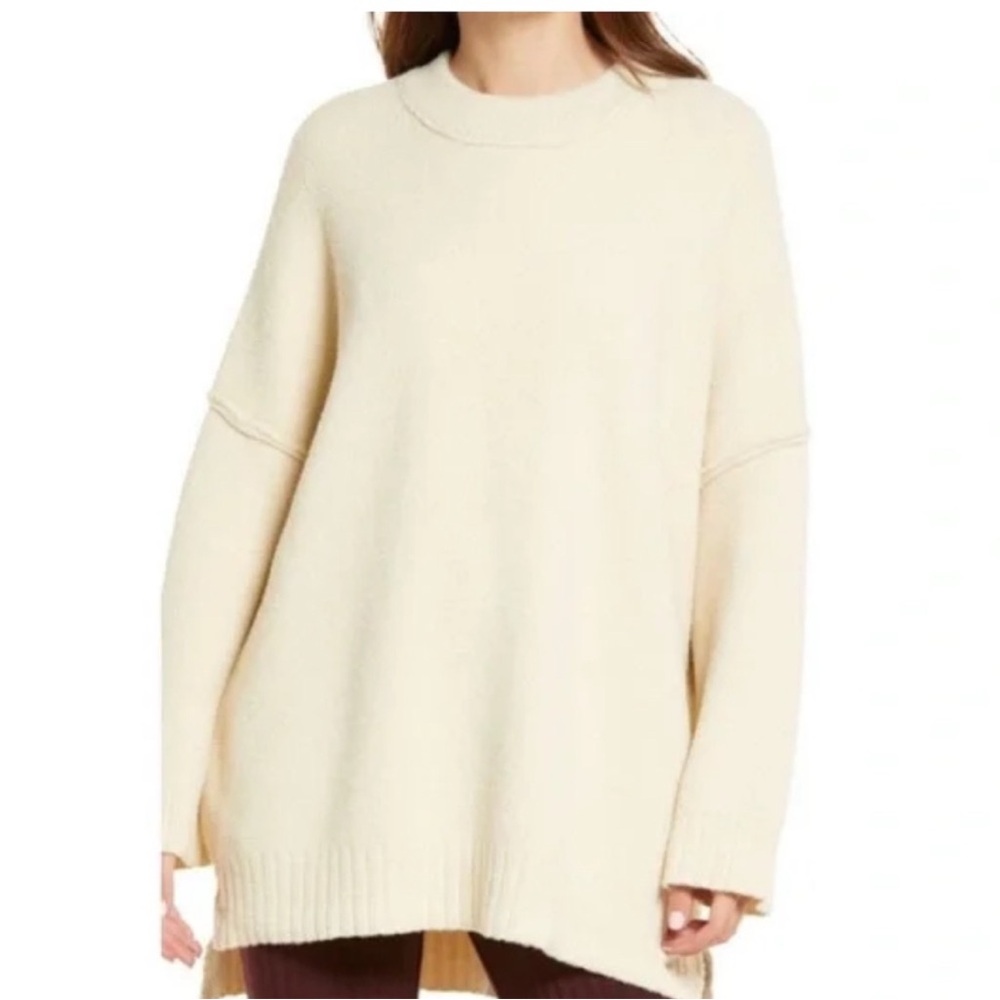 Free People Peaches Tunic Sweater; Oversized, Drop Shoulder; Cream - Womens XS